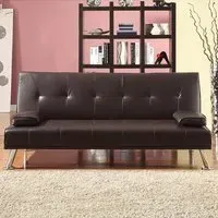 Brooklyn Double Sleeper Sofa Bed with Click-Clack - Brown, Faux Leather