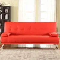 Brooklyn Double Sleeper Sofa Bed with Click-Clack - Red, Faux Leather