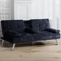 Brooklyn Double Sleeper Sofa Bed with Cup Holder - Black, Velvet