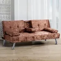 Brooklyn Double Sleeper Sofa Bed with Cup Holder - Brown, Velvet