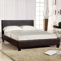 Brooklyn Double Sleigh Bed Frame - Brown, Faux Leather