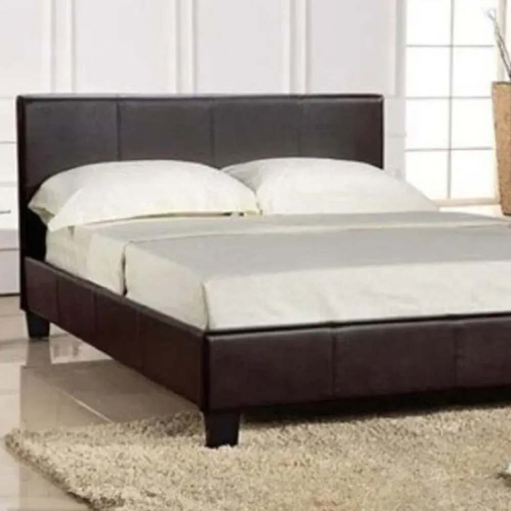 Brooklyn Double Storage Bed Frame - Brown, Faux Leather