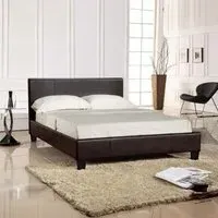 Brooklyn Double Storage Bed Frame - Brown, Faux Leather