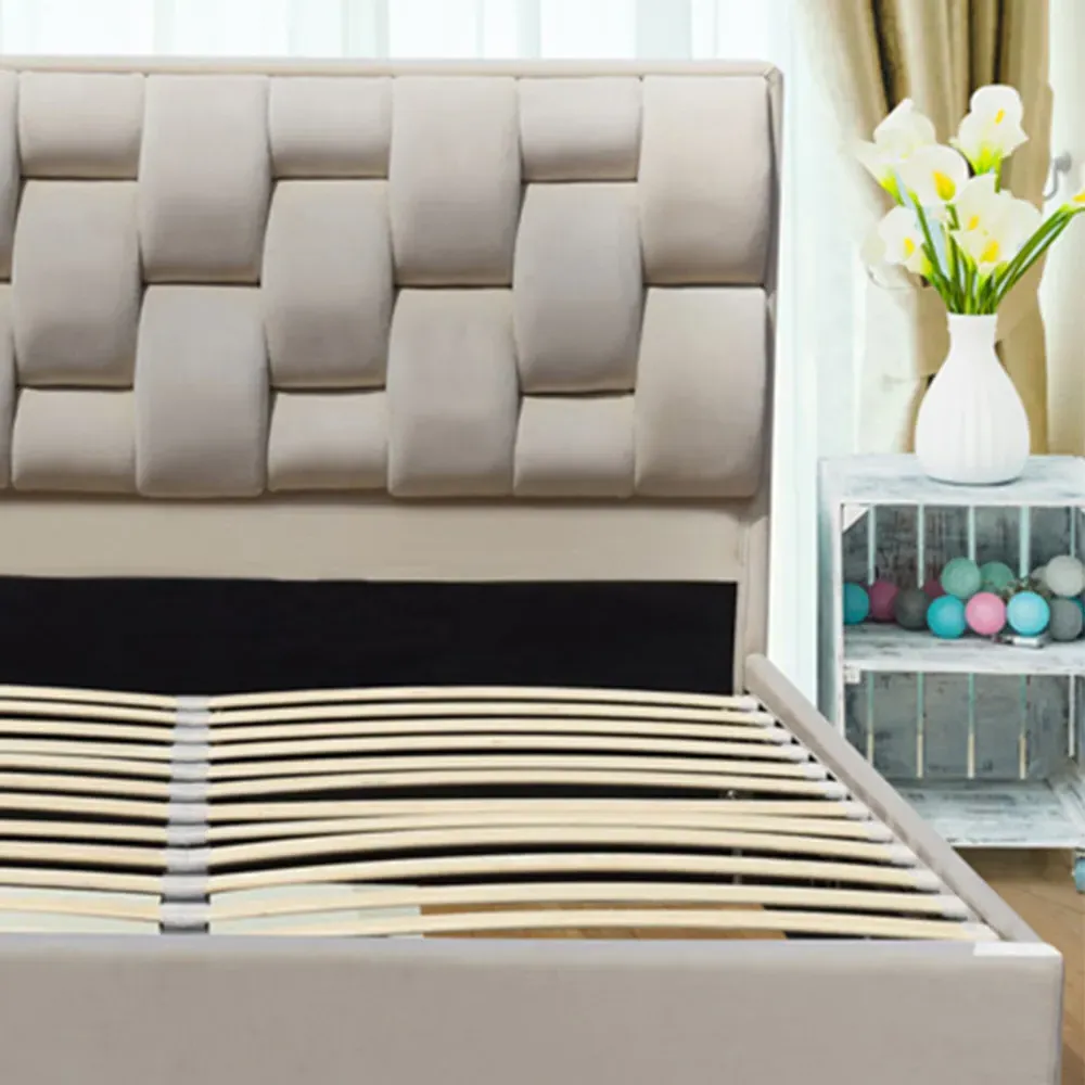 Brooklyn Double Storage Ottoman Bed - Cream, Velvet