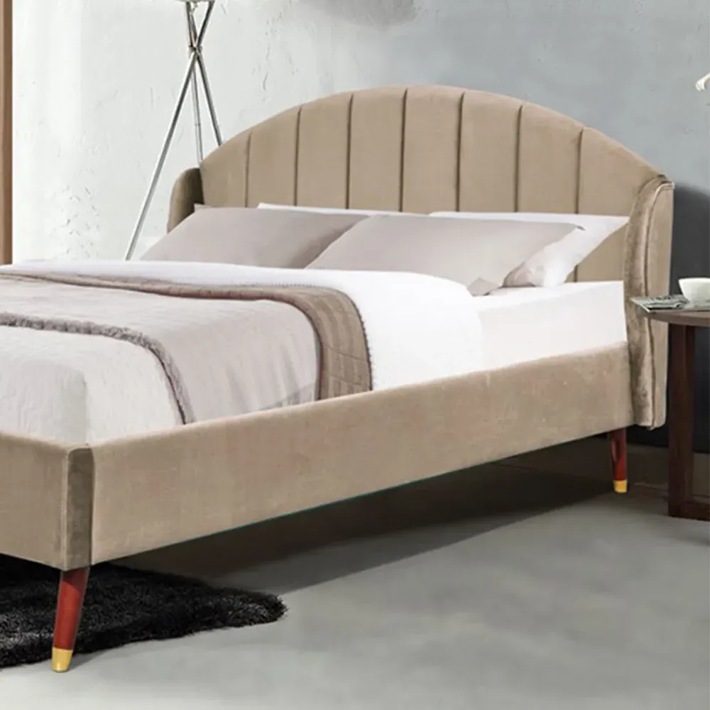 Brooklyn Double Winged Bed Frame - Brown, Velvet