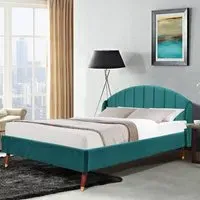 Brooklyn Double Winged Bed Frame - Green, Velvet