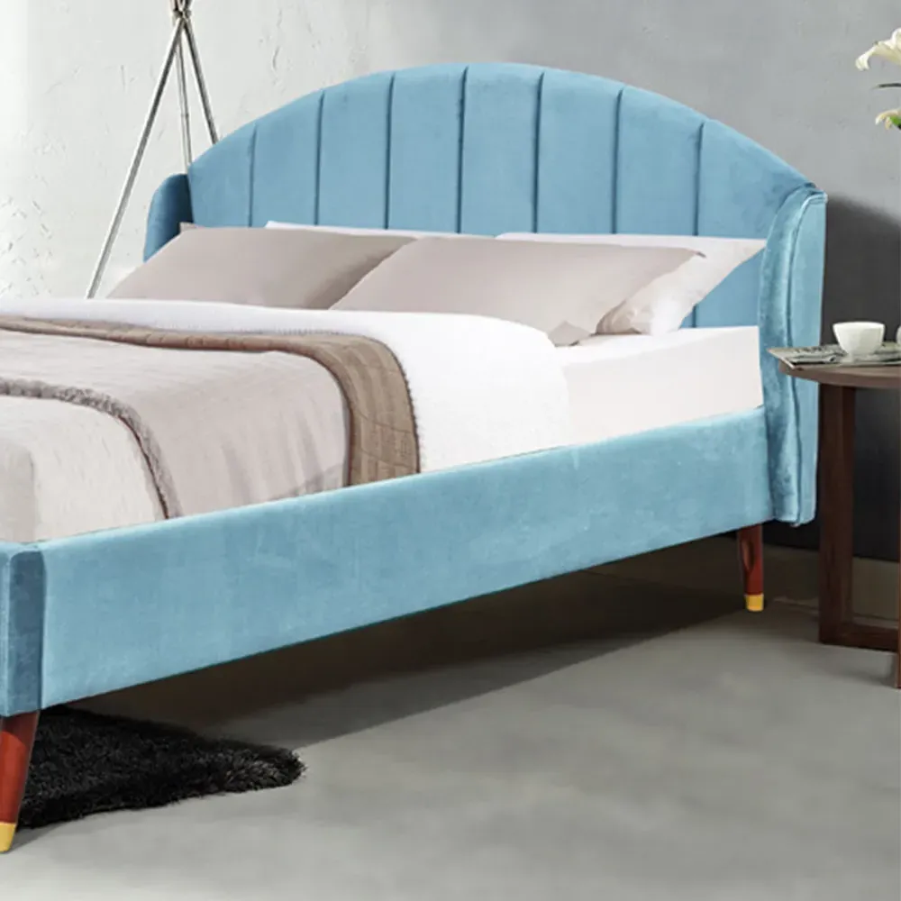 Brooklyn Double Winged Bed Frame - Teal, Velvet