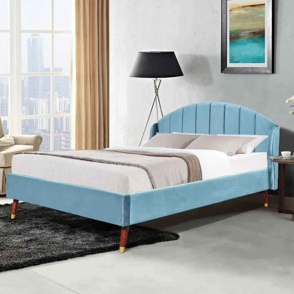 Brooklyn Double Winged Bed Frame - Teal, Velvet