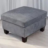 Brooklyn Footstool - Grey, Brushed Velvet