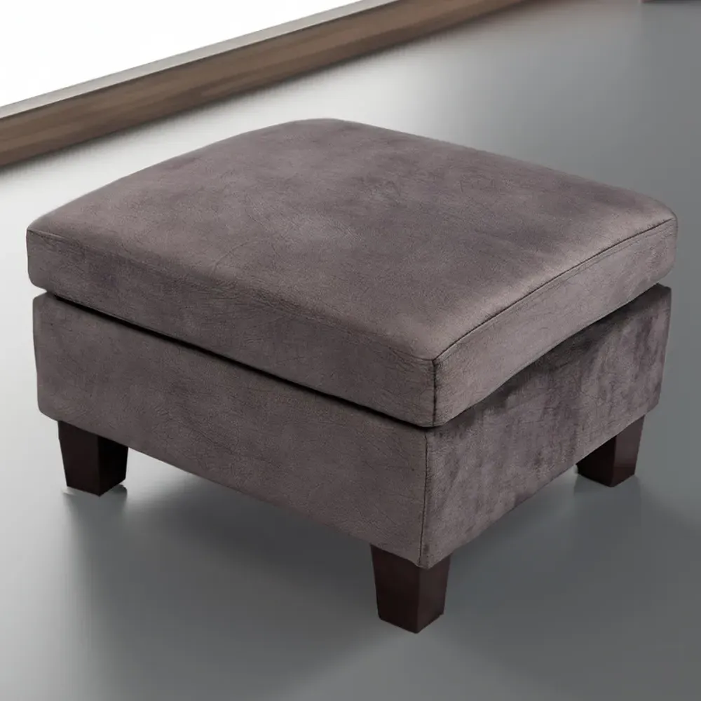 Brooklyn Footstool - Mottled Mink, Brushed Velvet
