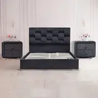 Brooklyn King Size 3 Piece Bedroom Set - Grey, Velvet