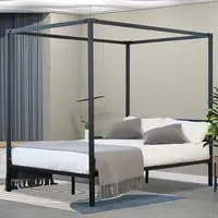 Brooklyn King Size 4 Poster Bed Frame - Black, Metal