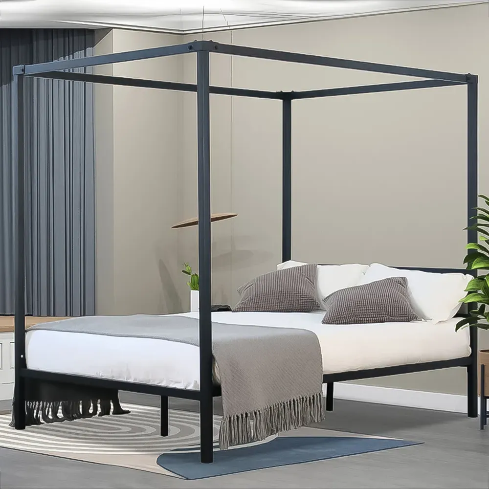 Brooklyn King Size 4 Poster Bed Frame - Black, Metal