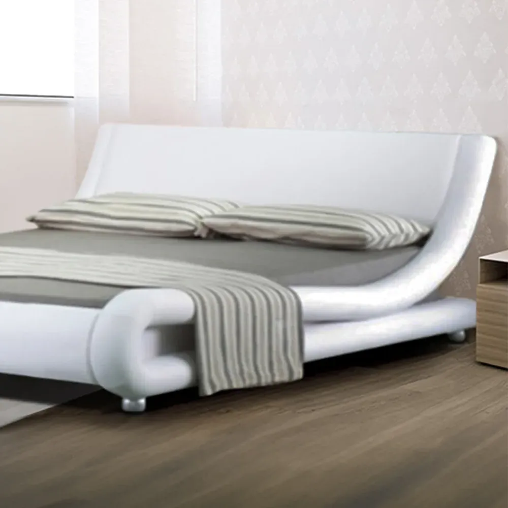 Brooklyn King Size Bed Frame - Black and White, Faux Leather