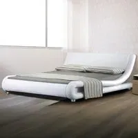 Brooklyn King Size Bed Frame - Black and White, Faux Leather