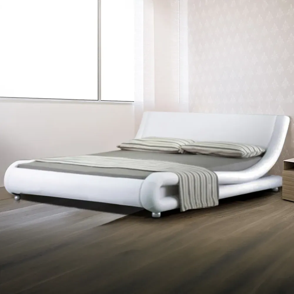 Brooklyn King Size Bed Frame - Black and White, Faux Leather image