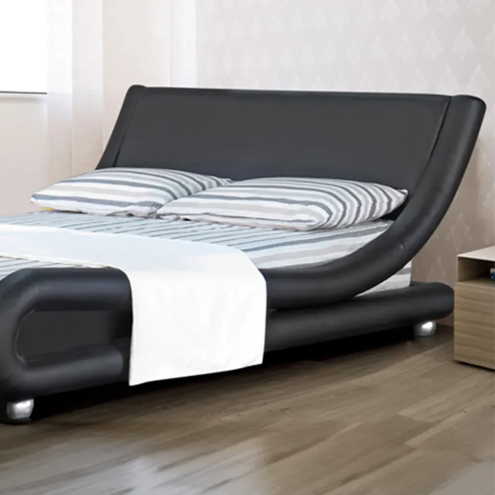 Brooklyn King Size Bed Frame - Black, Faux Leather