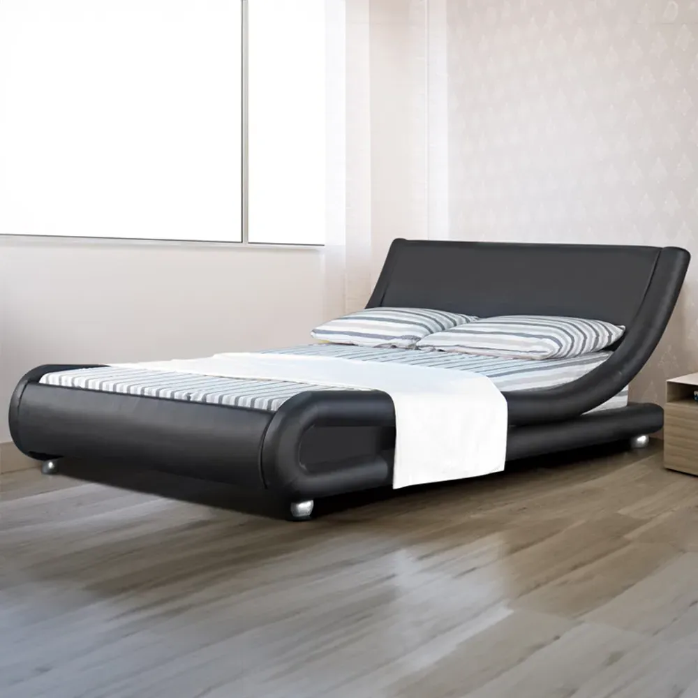 Brooklyn King Size Bed Frame - Black, Faux Leather