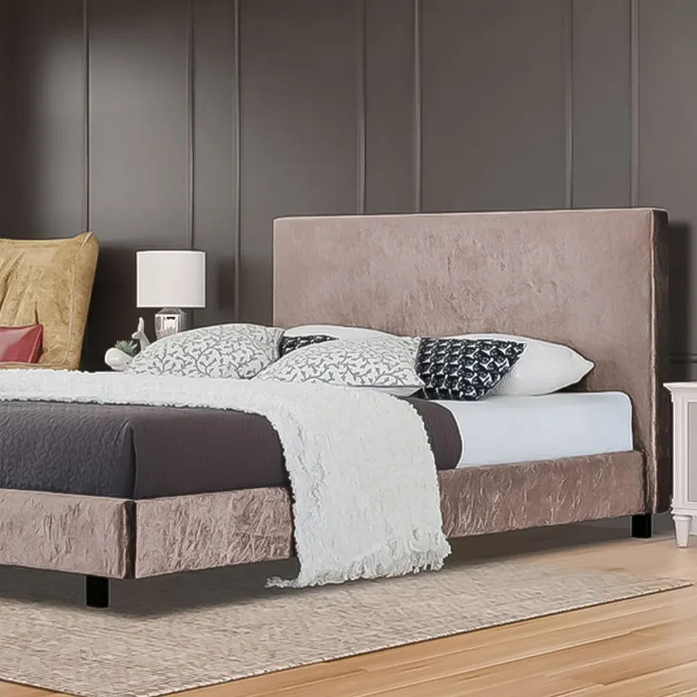 Brooklyn King Size Bed Frame - Brown, Crushed Velvet