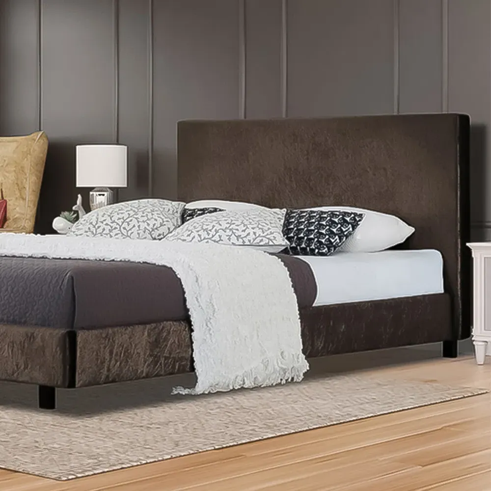 Brooklyn King Size Bed Frame - Brown, Crushed Velvet