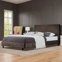 Brooklyn King Size Bed Frame - Brown, Crushed Velvet