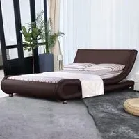 Brooklyn King Size Bed Frame - Brown, Faux Leather
