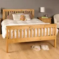 Brooklyn King Size Bed Frame - Caramel, Pine