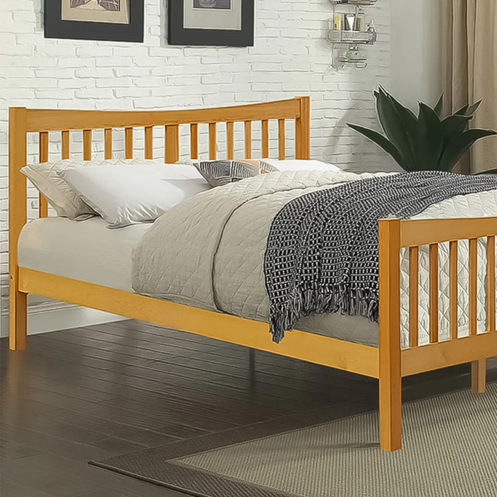 Brooklyn King Size Bed Frame - Caramel, Pine