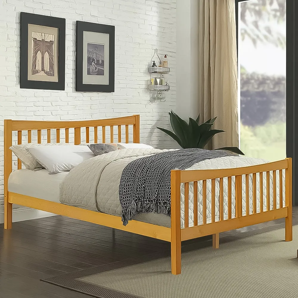 Brooklyn King Size Bed Frame - Caramel, Pine