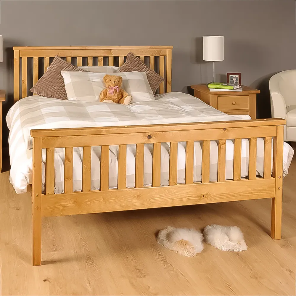 Brooklyn King Size Bed Frame - Caramel, Pine
