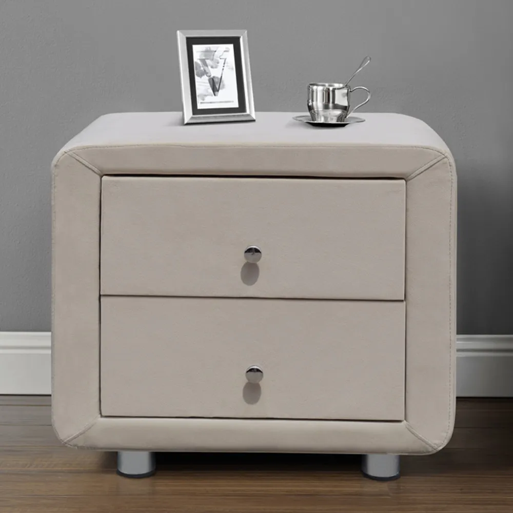 Brooklyn King Size Bed Frame - Cream, Velvet