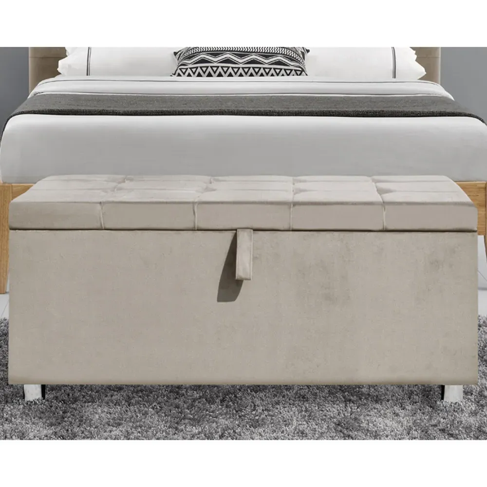 Brooklyn King Size Bed Frame - Cream, Velvet