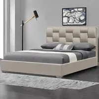 Brooklyn King Size Bed Frame - Cream, Velvet