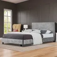 Brooklyn King Size Bed Frame - Silver, Velvet
