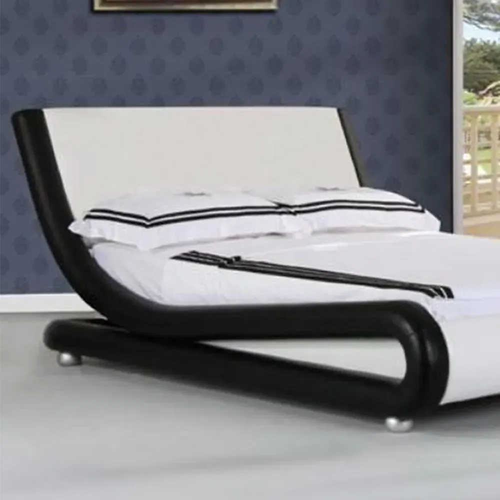 Brooklyn King Size Bed Frame - White, Faux Leather