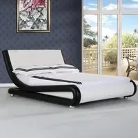 Brooklyn King Size Bed Frame - White, Faux Leather