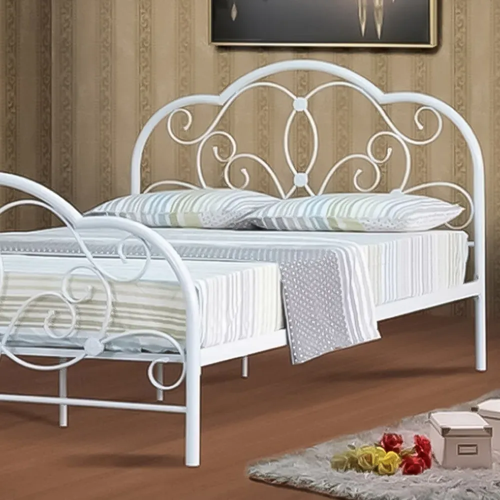 Brooklyn King Size Bed Frame - White, Metal