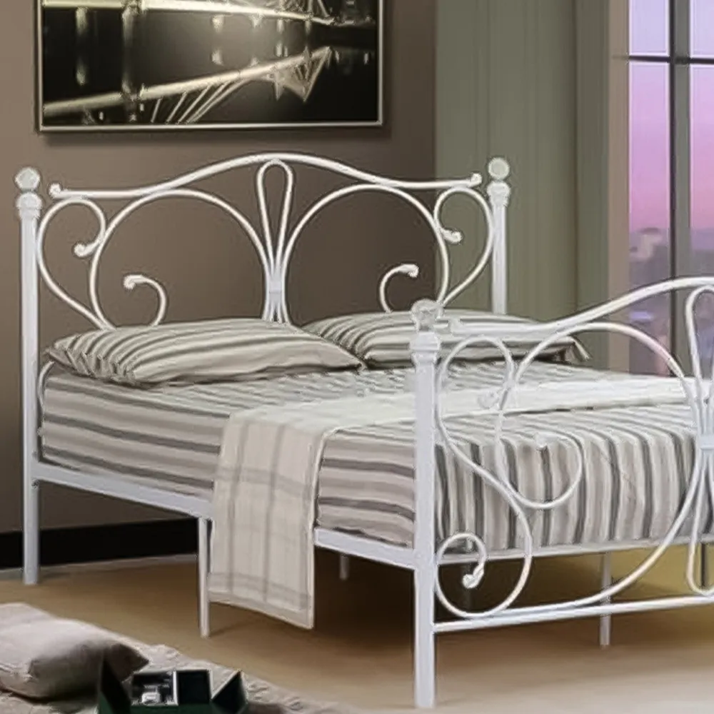 Brooklyn King Size Bed Frame - White, Metal