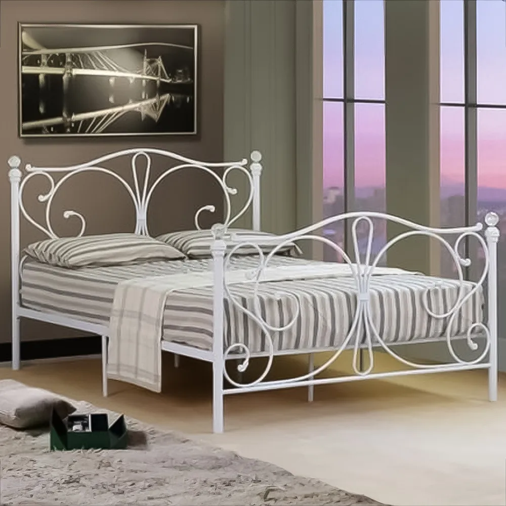 Brooklyn King Size Bed Frame - White, Metal