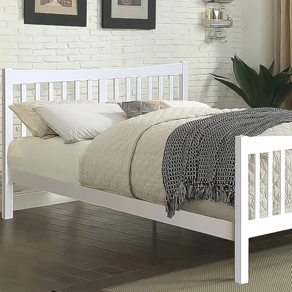 Brooklyn King Size Bed Frame - White, Pine