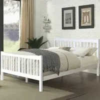 Brooklyn King Size Bed Frame - White, Pine