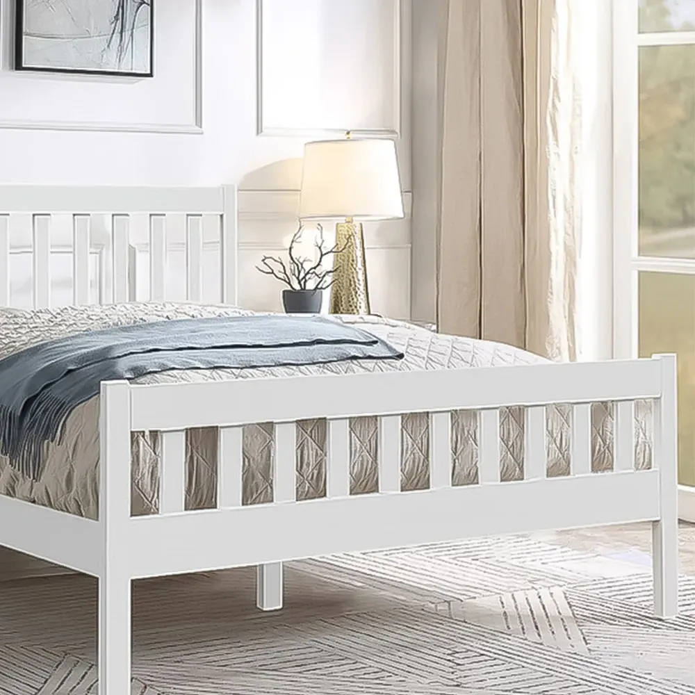 Brooklyn King Size Bed Frame - White, Pine