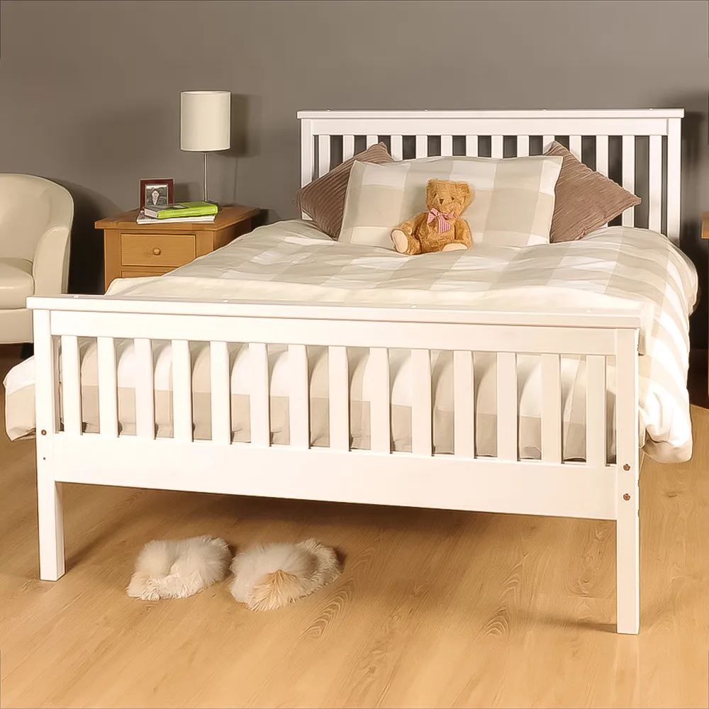 Brooklyn King Size Bed Frame - White, Pine