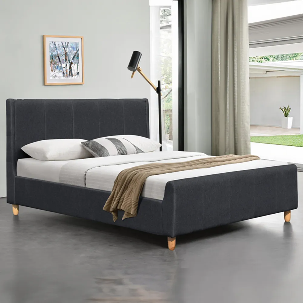 Brooklyn King Size Bed Frame with Blanket Box - Grey, Linen