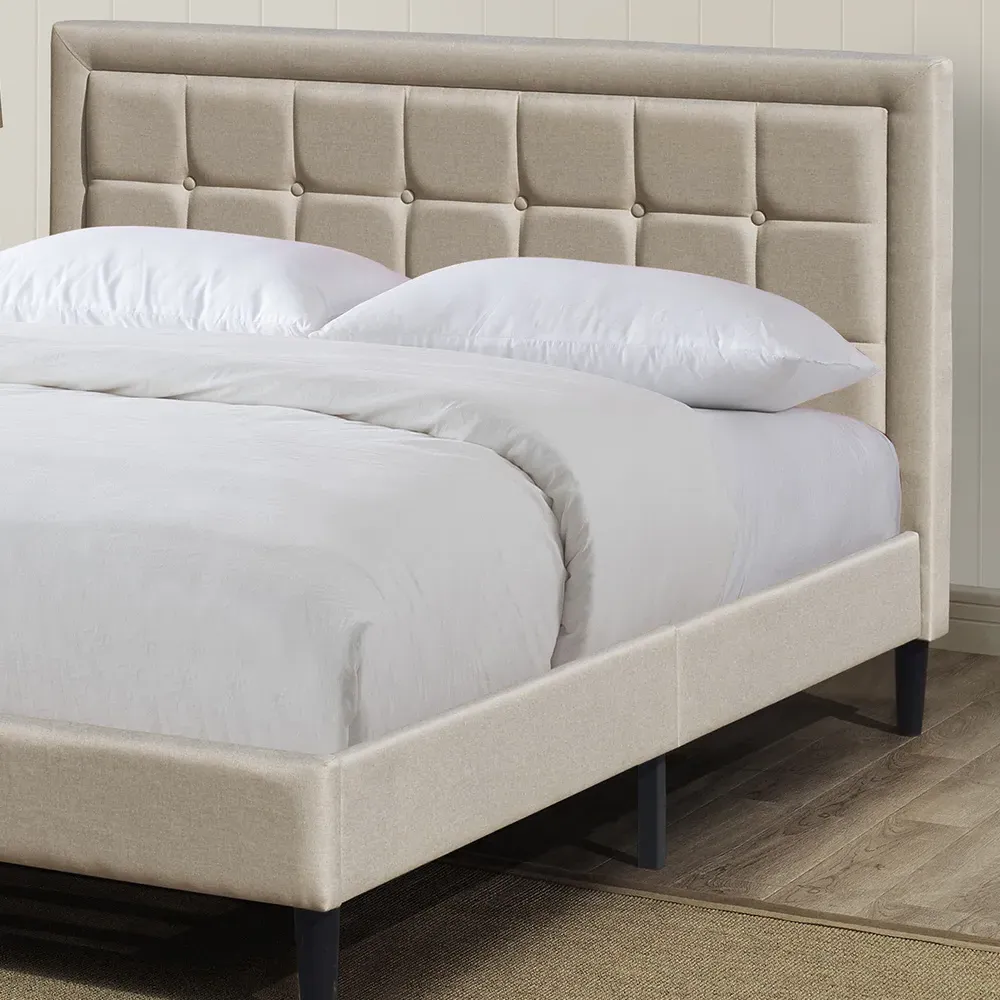 Brooklyn King Size Bed Frame with Buttoned Headboard - Grey