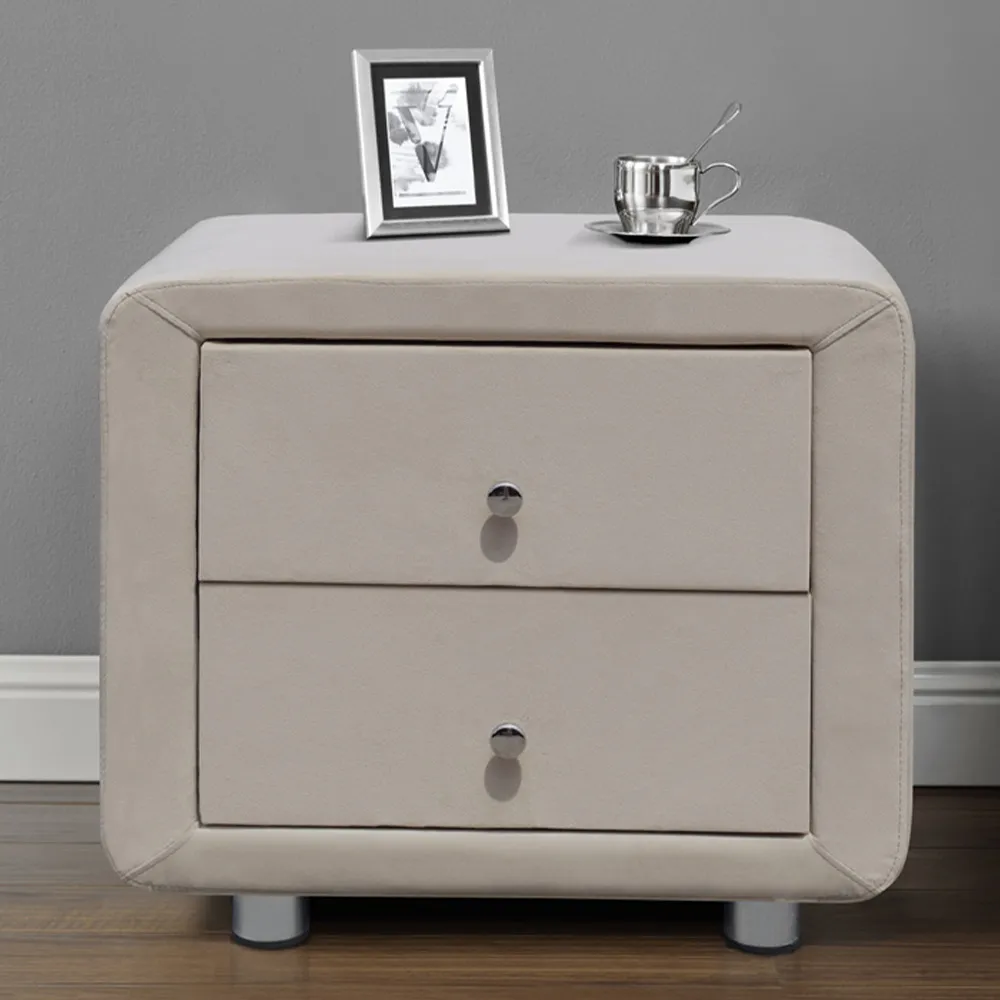 Brooklyn King Size Bed Frame with Storage - Cream, Velvet