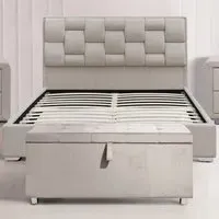 Brooklyn King Size Bed Frame with Storage - Cream, Velvet