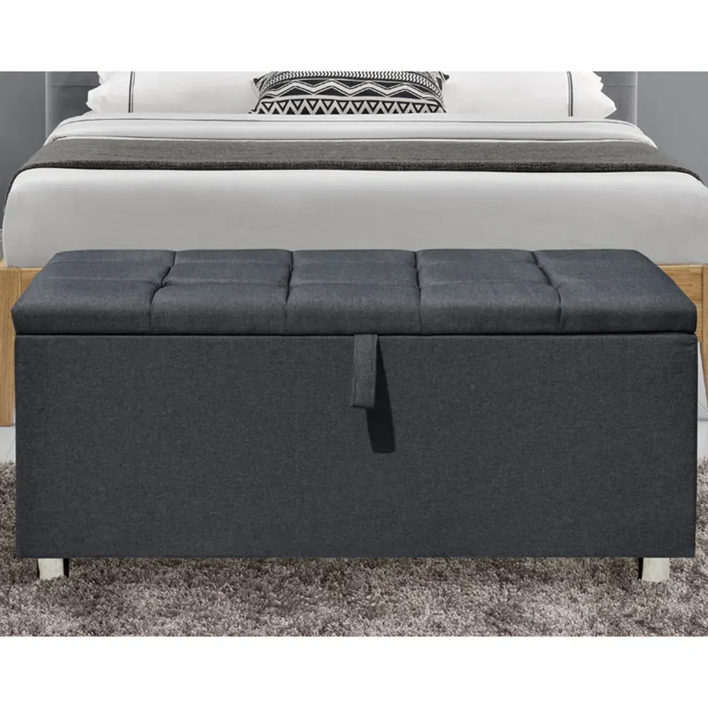 Brooklyn King Size Bed Frame with Storage - Grey, Linen