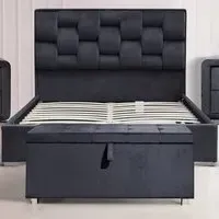 Brooklyn King Size Bed Frame with Storage - Grey, Velvet