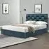 Brooklyn King Size Bed Frame with Weaved Headboard - Blue, Velvet